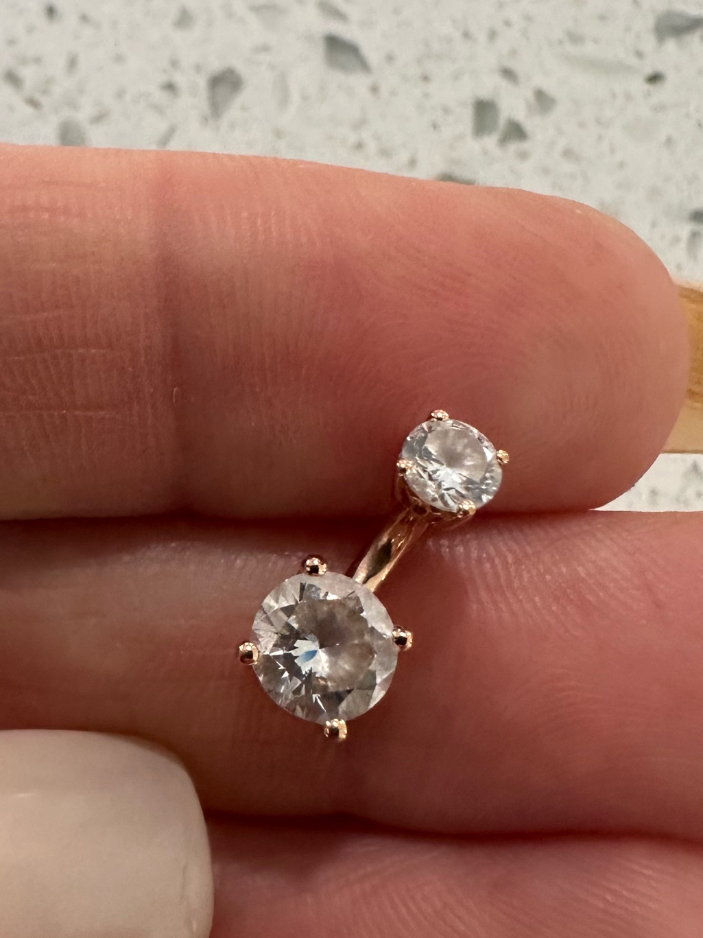 Maria Tash Rose Gold Cubic Zirconia Double Prong Barbell — image 5 of 5
